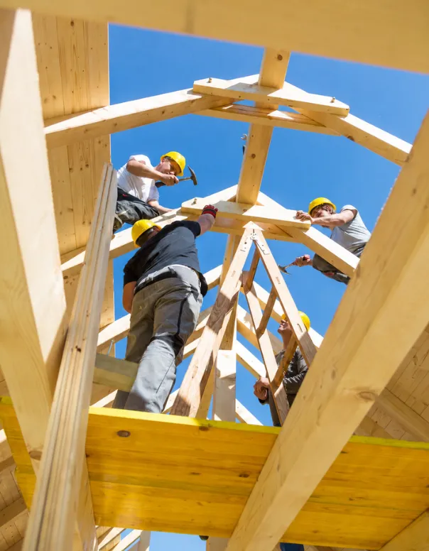 Los Angeles ADU construction framing project by Only The Best ADU with workers building a residential backyard unit
