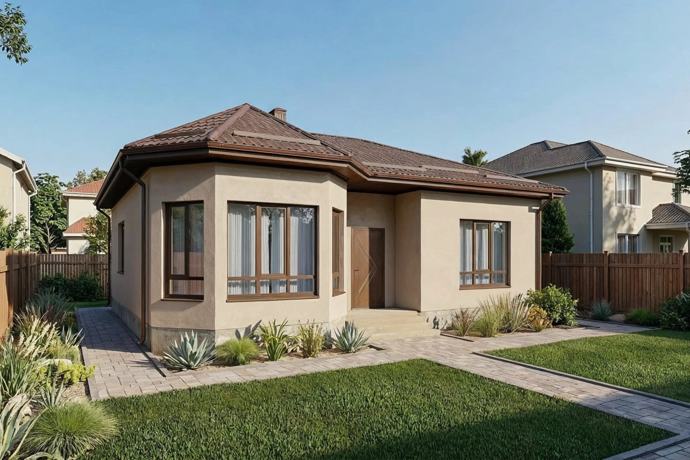 Detached ADU builders in Los Angeles completed backyard accessory dwelling unit with stucco exterior and landscaping